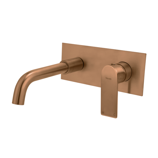 Luci Inox Wall Mounted Basin/Bath Mixer w/-190 Spout - Brushed Bronze