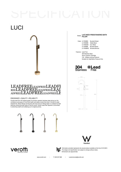 Luci Inox Freestanding Bath Filler