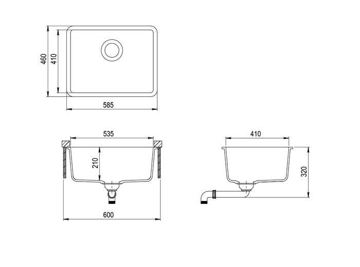 INSPIRE GRANITE KITCHEN SINK   585MM