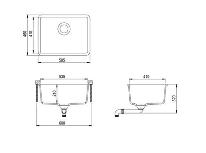 INSPIRE GRANITE KITCHEN SINK   585MM