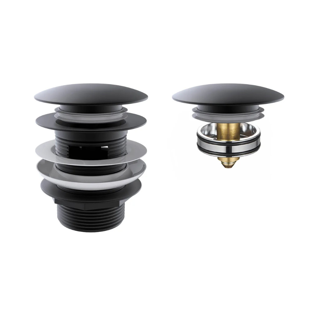 Otti Mushroom Bath Pull Out / Pop Up Waste with Overflow Matte Black