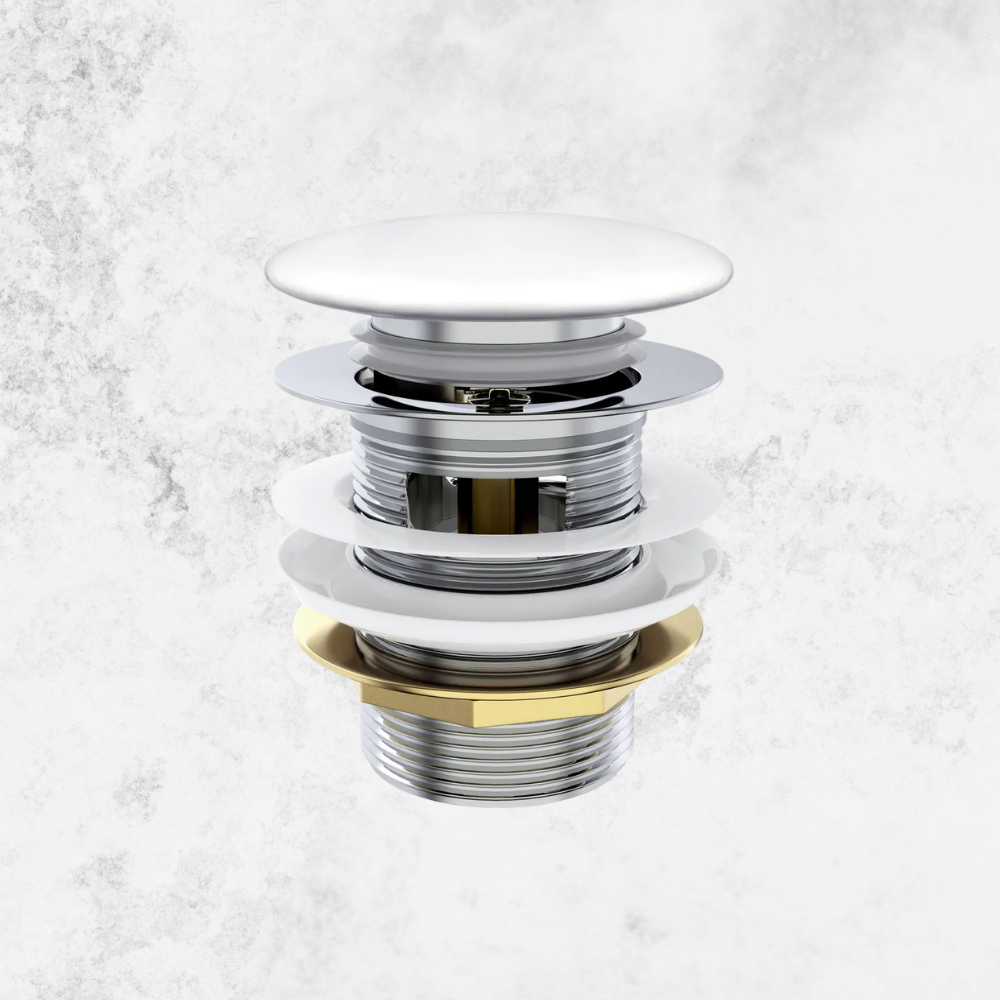 Otti Mushroom Bath Pull Out / Pop Up Waste with Overflow Matte White