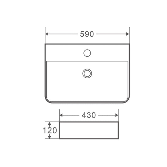 Marsay 59 Wall-Hung Rectangular Basin - Matt White