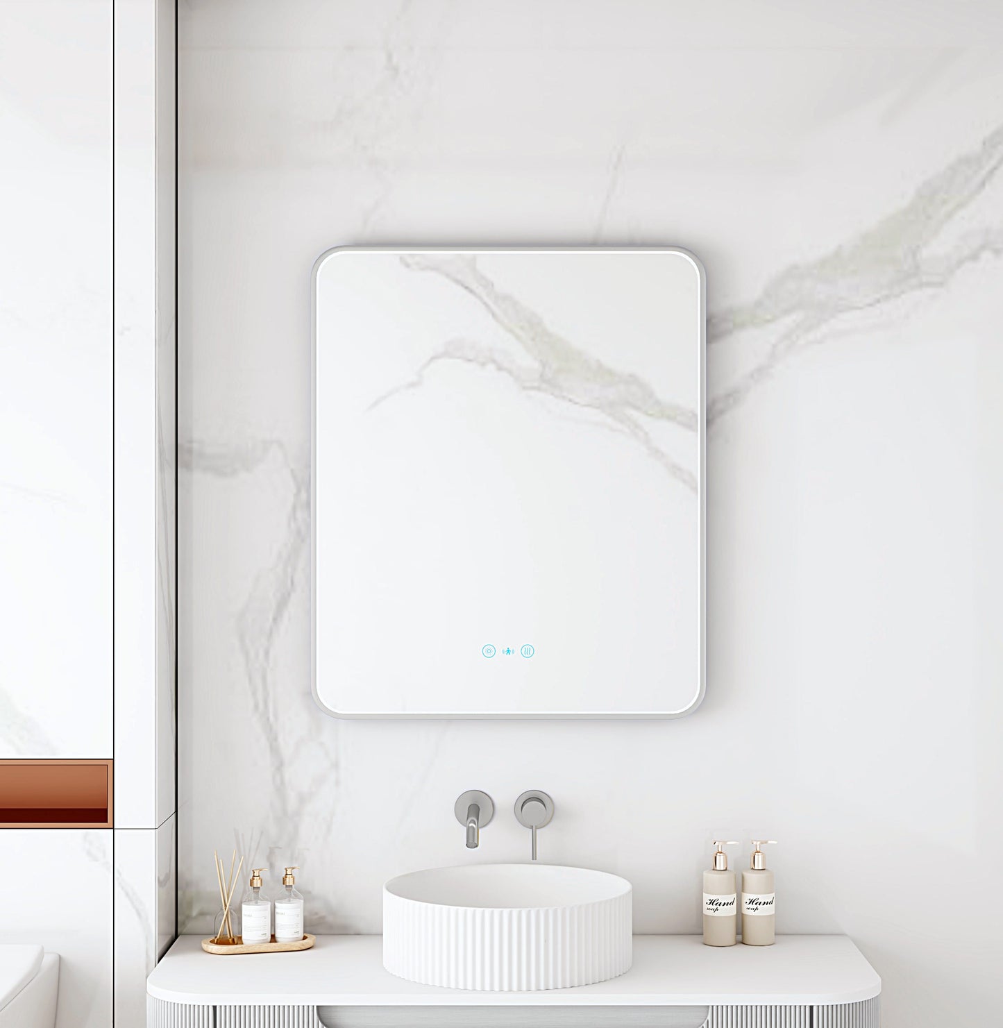 Maia 600×750 / 750×900 / 1200×750mm LED Rectangular Mirror – Brushed Nickel Frame - 1200 x 750mm / Brushed Nickel