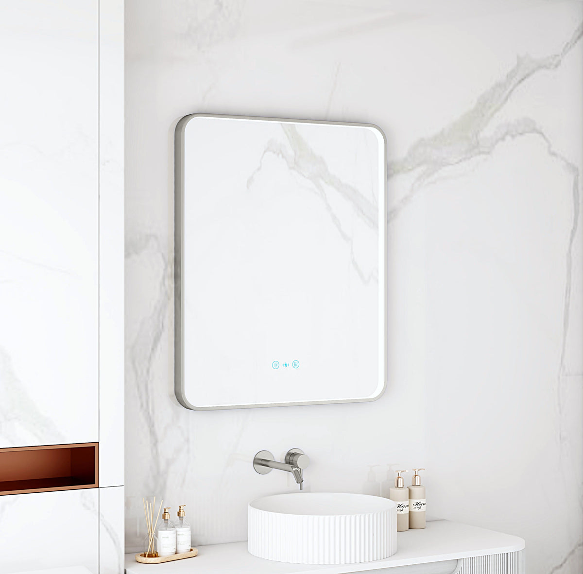 Maia 600×750 / 750×900 / 1200×750mm LED Rectangular Mirror – Gun Metal Frame