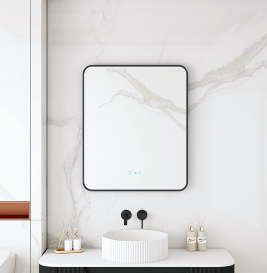 Maia 600×750 / 750×900 / 1200×750mm LED Rectangular Mirror – Matt Black Frame - 600×750mm / Matt Black