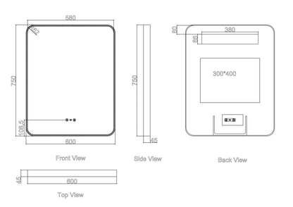 Maia 600×750 / 750×900 / 1200×750mm LED Rectangular Mirror – Brushed Nickel Frame - 1200 x 750mm / Brushed Nickel