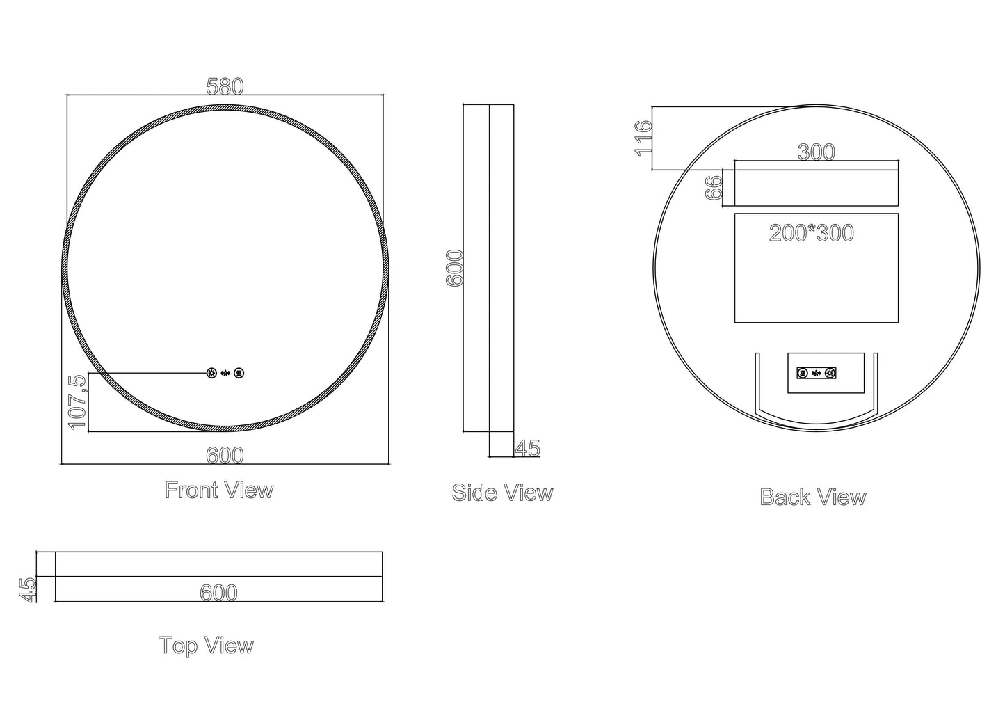 Maia 600/750/900mm LED Round Mirror – Brushed Gold Frame - 750mm / Brushed Gold
