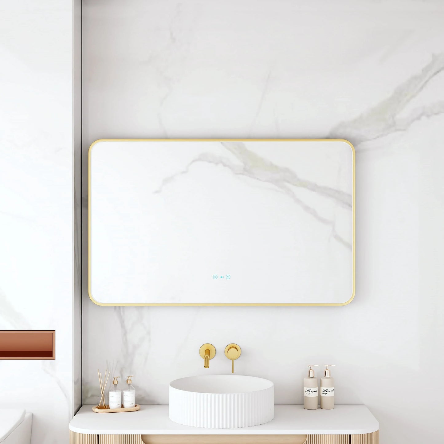 Maia 600×750 / 750×900 / 1200×750mm LED Rectangular Mirror – Brushed Gold Frame - 1200 x 750mm / Brushed Gold