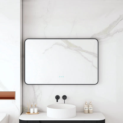 Maia 600×750 / 750×900 / 1200×750mm LED Rectangular Mirror – Matt Black Frame - 750 x 900mm / Matt Black