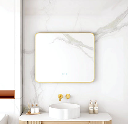 Maia 600×750 / 750×900 / 1200×750mm LED Rectangular Mirror – Brushed Gold Frame - 600×750mm / Brushed Gold