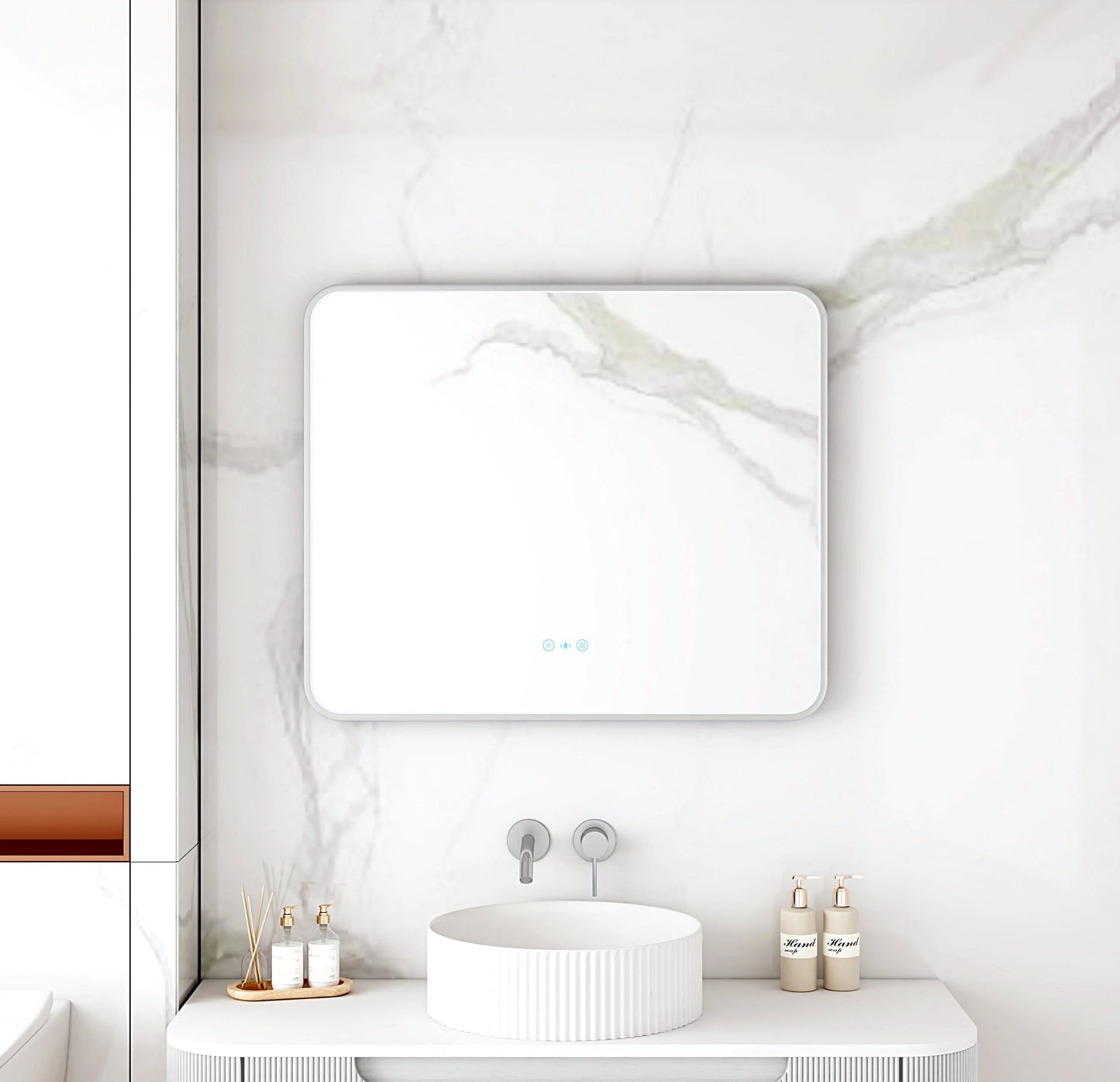 Maia 600×750 / 750×900 / 1200×750mm LED Rectangular Mirror – Brushed Nickel Frame - 1200 x 750mm / Brushed Nickel