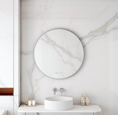 Maia 600/750/900mm LED Round Mirror – Brushed Nickel Frame - 750mm / Brushed Nickel