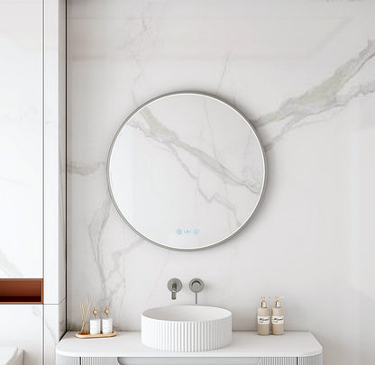 Maia 600/750/900mm LED Round Mirror – Gun Metal Frame - 600mm / Gun Metal