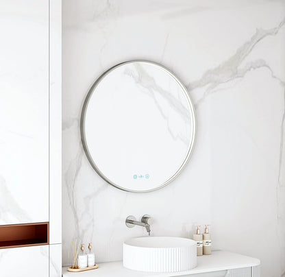Maia 600/750/900mm LED Round Mirror – Gun Metal Frame - 600mm / Gun Metal
