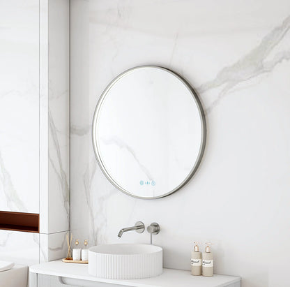 Maia 600/750/900mm LED Round Mirror – Gun Metal Frame - 900mm / Gun Metal