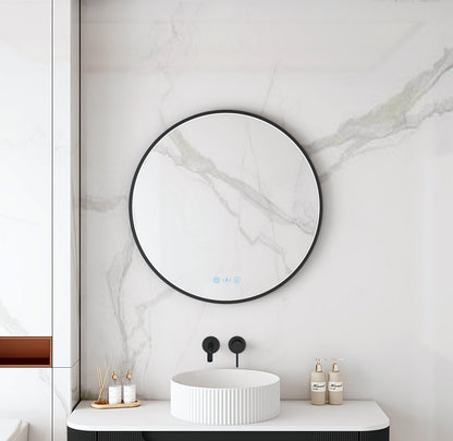 Maia 600/750/900mm LED Round Mirror – Matt Black Frame - 600mm / Matt Black
