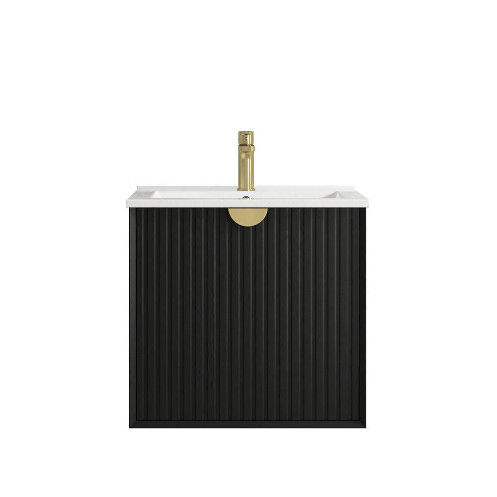 Otti Marlo 600mm Matte Black Wall Hung Vanity with Undermount Basin