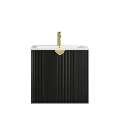 Otti Marlo 600mm Matte Black Wall Hung Vanity with Undermount Basin