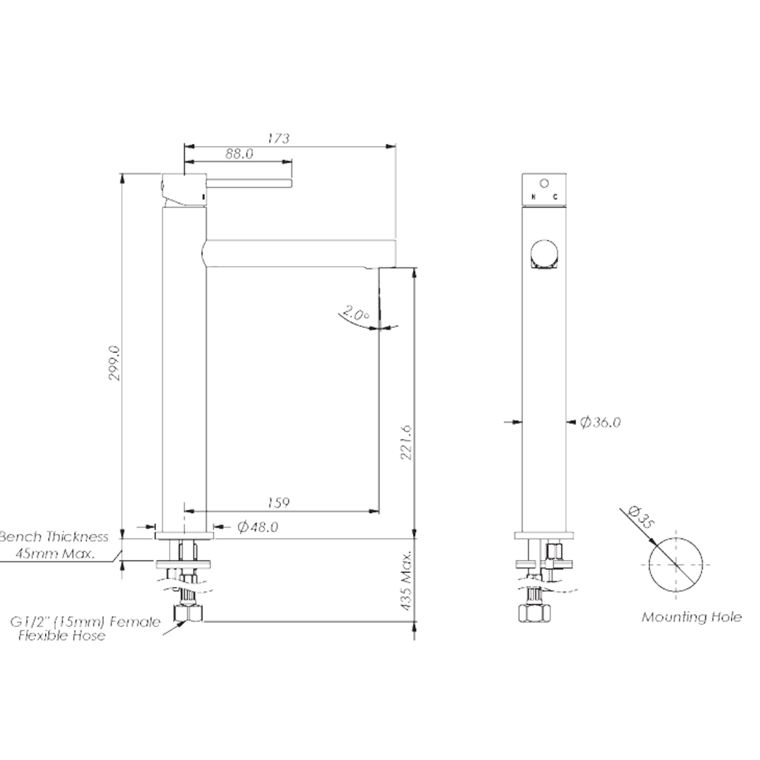 Greens Maci Tower Basin Mixer Pvd