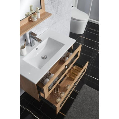 Manhattan 600mm, White Oak II,  Wall Hung