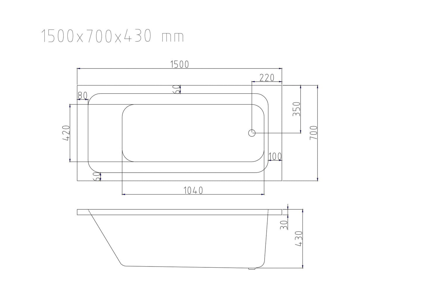Mira Insert & Island Bathtub - Gloss White