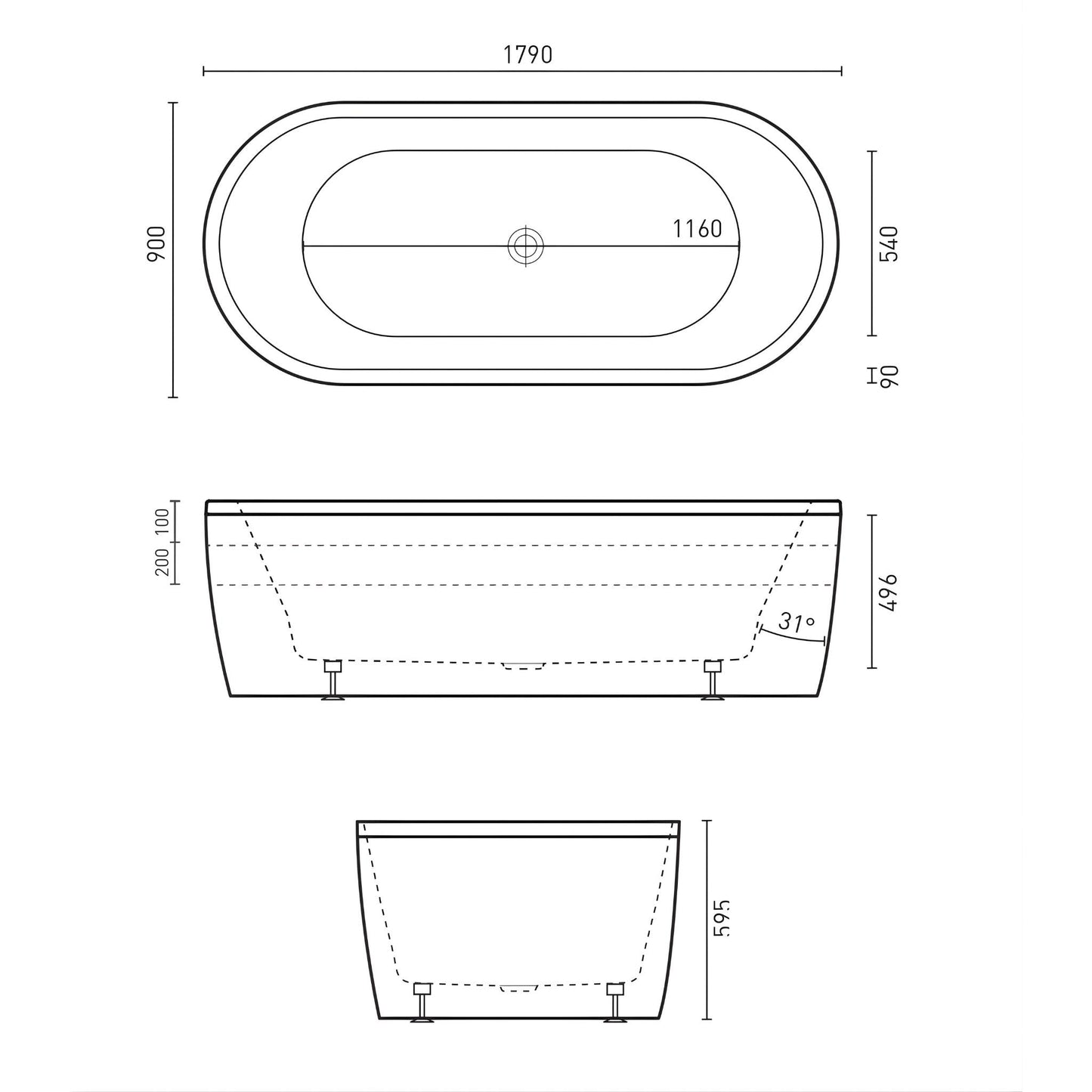 DECINA MINTORI FREESTANDING BATH  1790MM