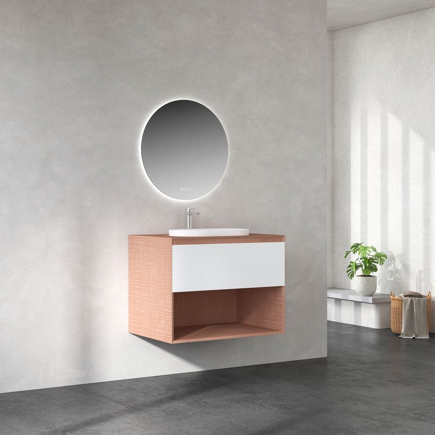 MIO 750mm Vanity Cabinet for Insert Basin – Costa Oak - 750mm x 540mm x 560mm / Costa Oak / Cabinet Only