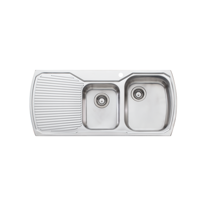 Oliveri Monet 1 And 3/4 Bowl Topmount Sink With Left Drainboard Stainless Steel