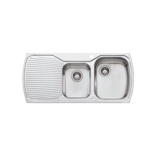Oliveri Monet 1 And 3/4 Bowl Topmount Sink With Left Drainboard Stainless Steel