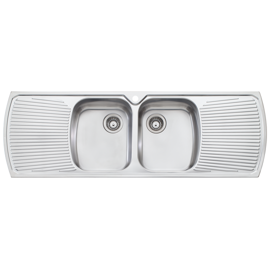 Oliveri Monet Double Bowl Topmount Sink With Double Drainer Stainless Steel