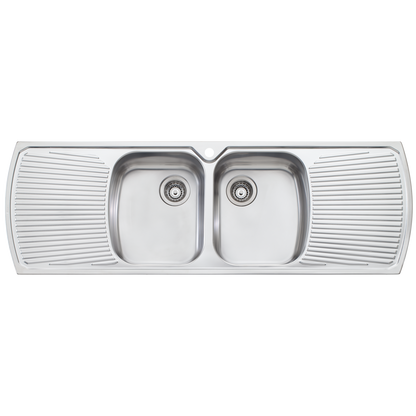 Oliveri Monet Double Bowl Topmount Sink With Double Drainer Stainless Steel