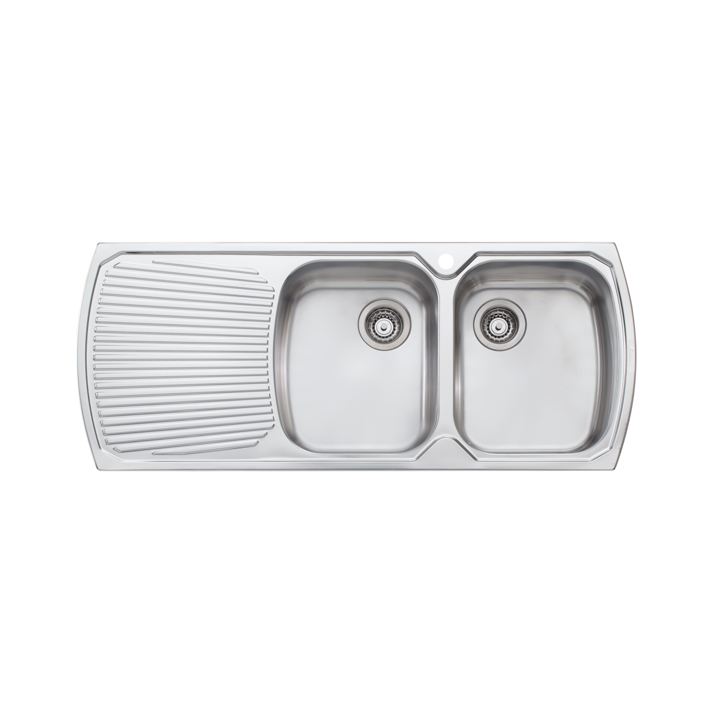 Oliveri Monet Double Bowl Topmount Sink With Left Drainboard Stainless Steel