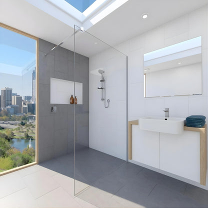DECINA M-SERIES FRAMELESS WALL FIXED PANEL TINTED GLASS CHROME