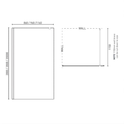 DECINA M-SERIES FRAMELESS WALL FIXED PANEL CLEAR GLASS BRUSHED NICKEL