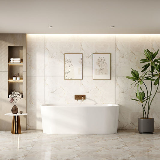 Musen Ultra-Thin Back-to-Wall Bathtub - 1500mm / Gloss White