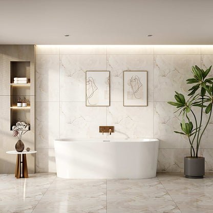 Musen Compact Ultra-Thin Back-to-Wall Bathtub - Gloss White