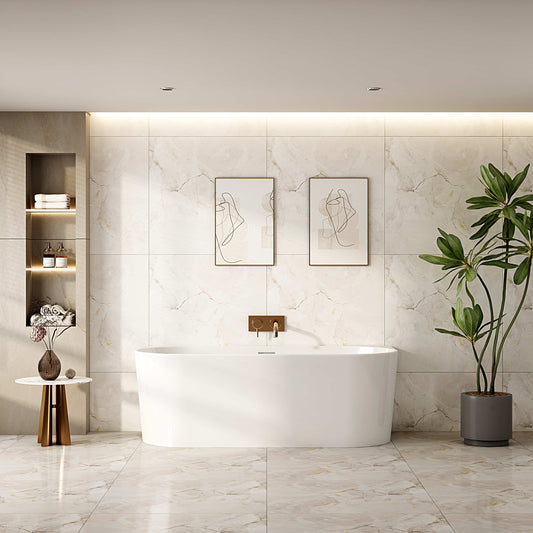 Musen Compact Ultra-Thin Back-to-Wall Bathtub - Gloss White