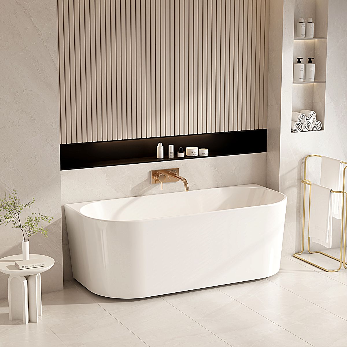 Musen Ultra-Thin Back-to-Wall Bathtub - 1700mm / Gloss White