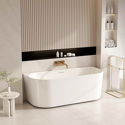 Musen Compact Ultra-Thin Back-to-Wall Bathtub - Gloss White