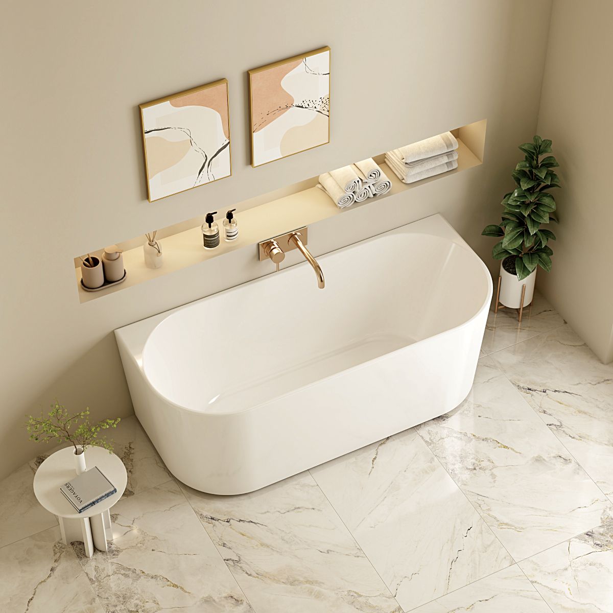 Musen Ultra-Thin Back-to-Wall Bathtub - 1700mm / Gloss White