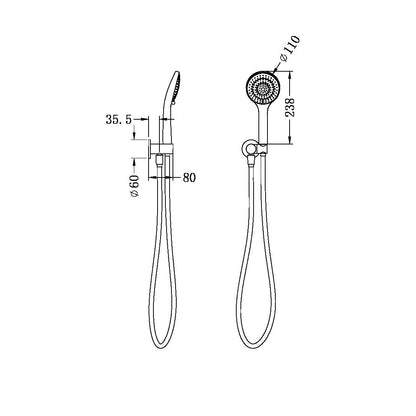 Nero Mecca Handshower on Bracket with Air Shower