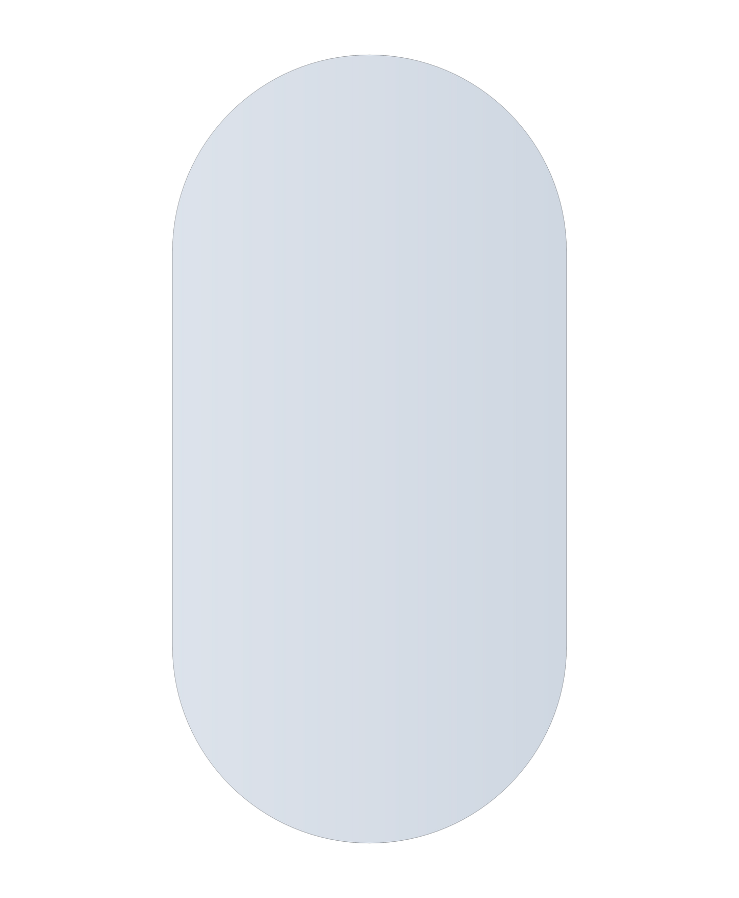 DP6012GTD Pill Shape Polished Edge Mirror Glue-to-Wall including demister
