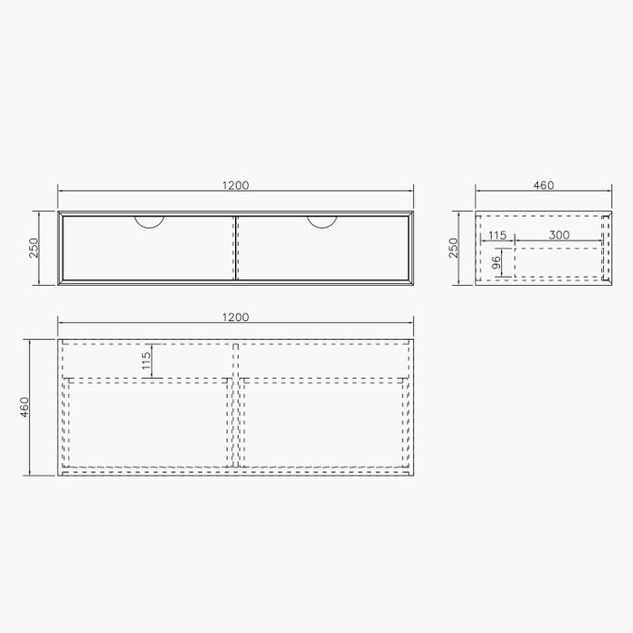 Otti Moonlight  Wall Hung Vanity Cabinet 1200mm