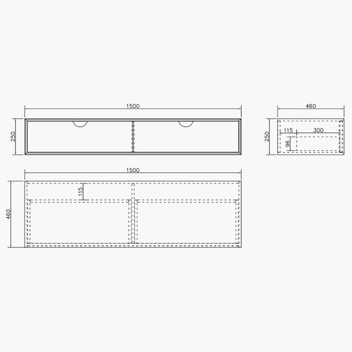 Otti Moonlight  Wall hung Vanity Cabinet 1500mm