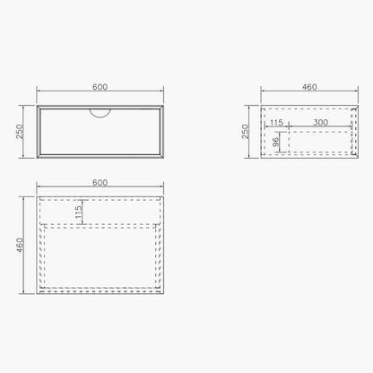 Otti Moonlight  Wall hung Vanity Cabinet 600mm