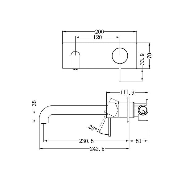 Nero Mecca Wall Mixer Set Basin/Bath 230mm
