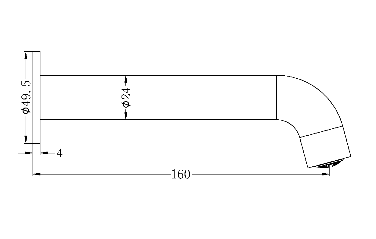 Nero Mecca Basin / Bath Spout 160mm