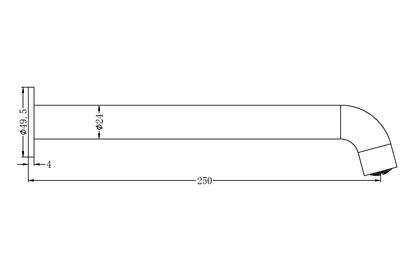 Nero Mecca Basin / Bath Spout 250mm