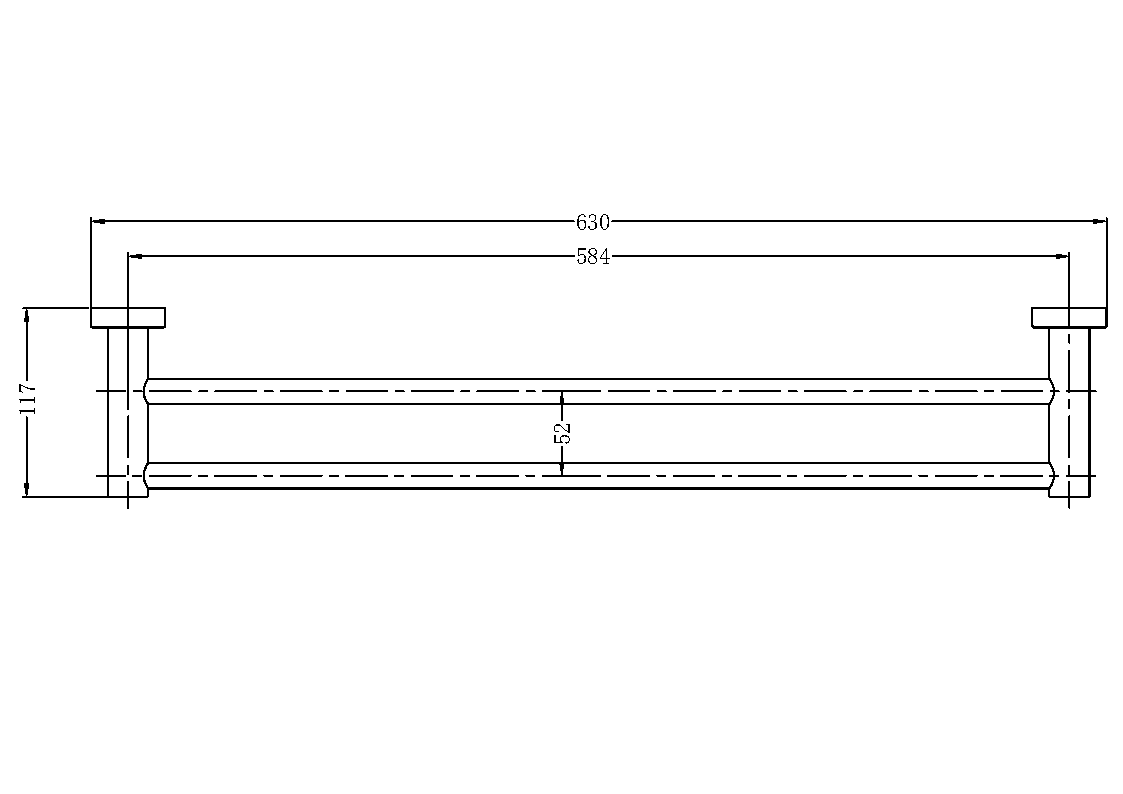 Nero Mecca Double Towel Rail 600mm  / NR1924dBN